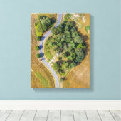 Toile Des arbres verts entre deux routes (Insitu (Plancher de Bois))