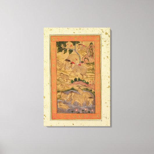 Toile Des chasseurs capturent des éléphants, de la grand (Recto)