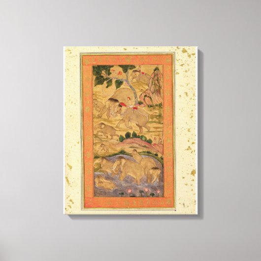 Toile Des chasseurs capturent des éléphants, de la grand (Recto)