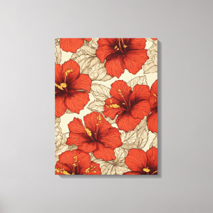 Toile Des fleurs d'Hibiscus rouge vibrantes partout