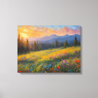 Toile Des fleurs sauvages vibrants fleurissent dans la p