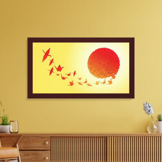Toile Des grues en papier se forment dans le soleil leva (Insitu(Salon))