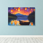 Toile Des lanternes flottantes flottent dans le ciel (Insitu (Plancher de Bois))