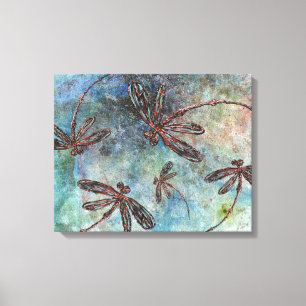 Toile Des libellules pointues en bronze sur un ciel magi