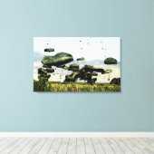 Toile Des paquets de nourriture et d'eau sont livrés par (Insitu (Plancher de Bois))