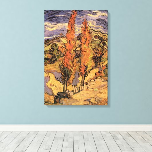 Toile Des peupliers sur la route à travers les collines  (Insitu (Plancher de Bois))