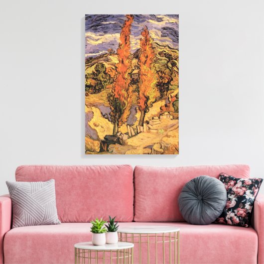 Toile Des peupliers sur la route à travers les collines (Insitu(Salon))