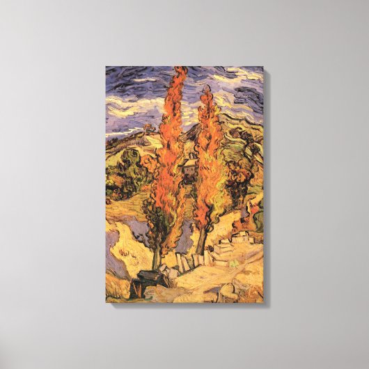 Toile Des peupliers sur la route à travers les collines  (Recto)