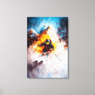 Toile Descente de ski extrême - Art du sport dynamique -