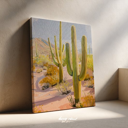 Toile Desert Cactus Painting, Southwestern Wall Art