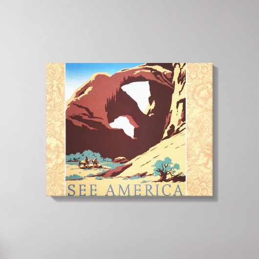 Toile Désert de Cowboy Chevaux Vintages de l'Ouest (Recto)