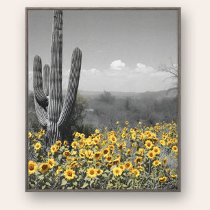 Toile Désert du Sud-Ouest Saguaro Cactus et tournesols