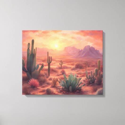 Toile Desert Sequoia Cactus Colorant Sunrise Art (Recto)