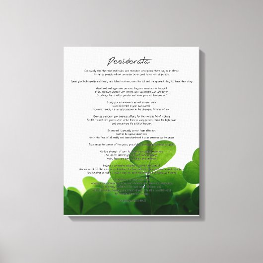 Toile Desiderata "Choses désirées" sur Clovers verts (Recto)