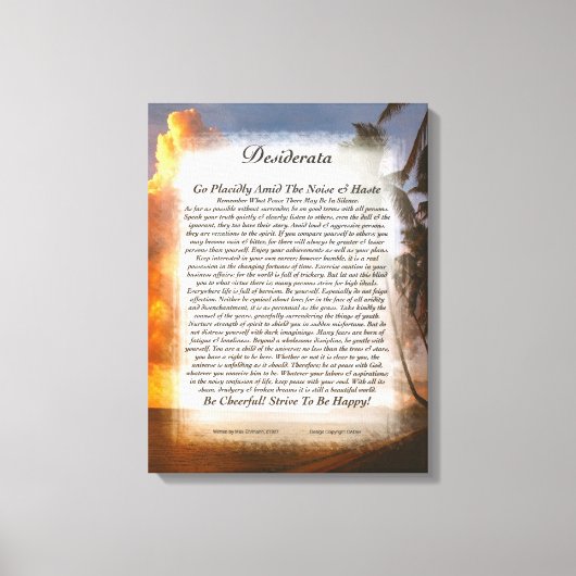 Toile DESIDERATA par Max Ehrmann-Sunset tropical (Recto)