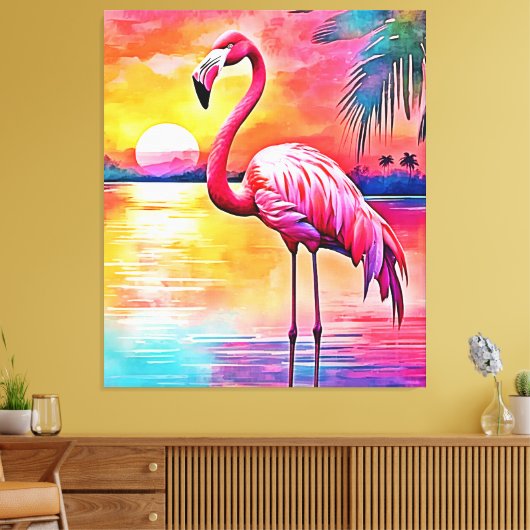 Toile Design d'art Flamant rose Sunset (Insitu(Salon))