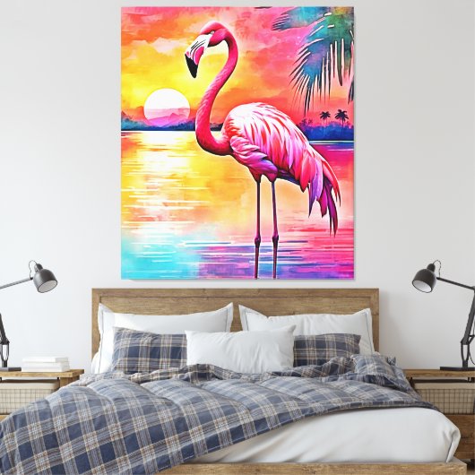 Toile Design d'art Flamant rose Sunset (Insitu(Chambre))