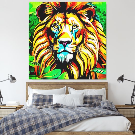 Toile Design d'art pop de Jungle Lion (Insitu(Chambre))