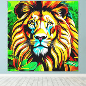 Toile Design d'art pop de Jungle Lion (Insitu (Plancher de Bois))