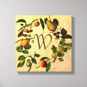Toile Design de fruit de style vintage monogramme