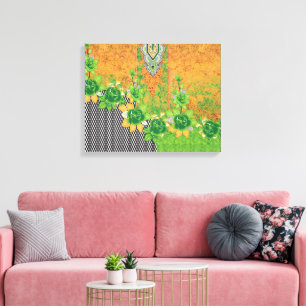 Toile design d'un mur vert et jaune suspendu