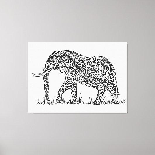 Toile Design éléphant noir et blanc (Recto)