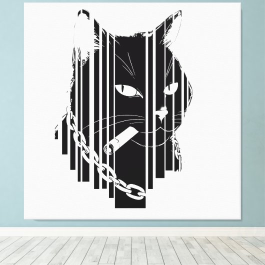 Toile Design graphique de chat cool (Insitu (Plancher de Bois))