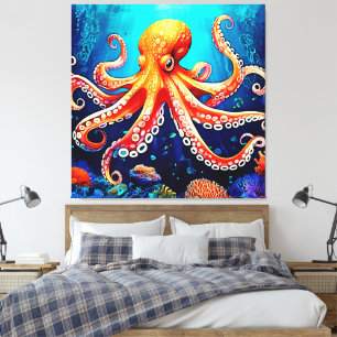 Toile Design lumineux de la pieuvre de mer profonde