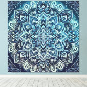 Toile Design Mandala dégradé bleu (Insitu (Plancher de Bois))