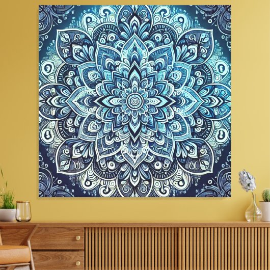 Toile Design Mandala dégradé bleu (Insitu(Salon))