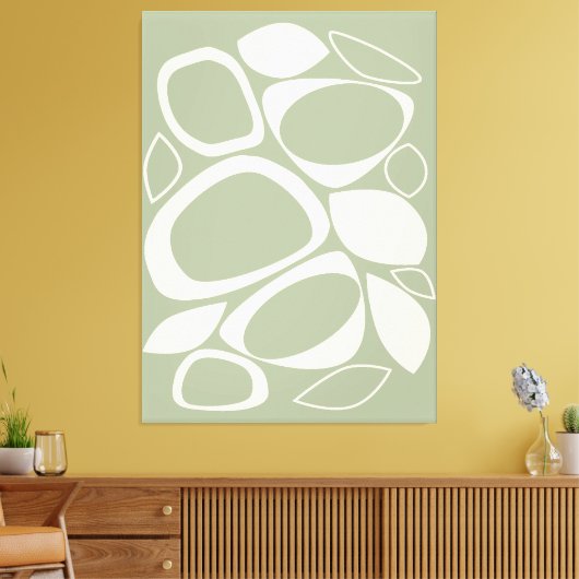 Toile Design moderne Design Vert Sage Crème Motif Abstra (Insitu(Salon))