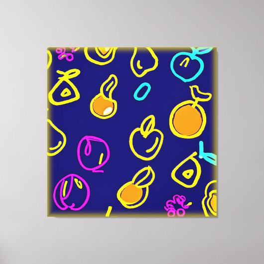 Toile Design Motif dynamique de fruits néons (Recto)