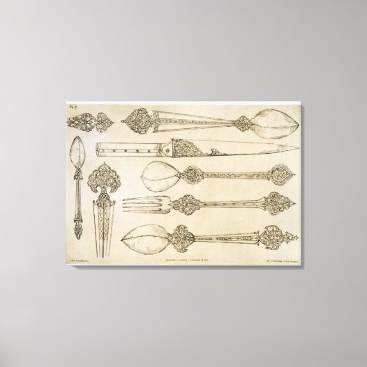 Toile Design persan pour la coutellerie d'argent ordinai (Recto)