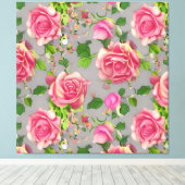 Toile Design Rose de jardin de campagne français élégant (Insitu (Plancher de Bois))