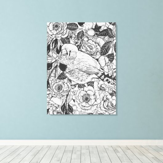 Toile Dessin à encre de buisson Zebra et rose (Insitu (Plancher de Bois))