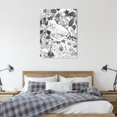 Toile Dessin à encre de buisson Zebra et rose (Insitu(Chambre))