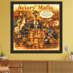 Toile Dessin animé de la mafia aviaire – Humour de la fa