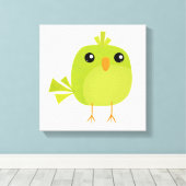Toile Dessin animé d'oiseau vert (Insitu (Plancher de Bois))