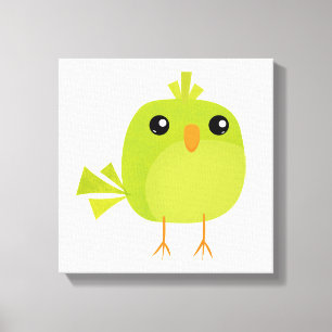 Toile Dessin animé d'oiseau vert  