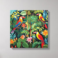Dessin animé trois oiseaux dans l'art de la jungle