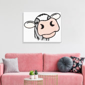 Toile dessin animé vache noir blanc rose baiser gris ani (Insitu(Salon))
