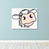 Toile dessin animé vache noir blanc rose baiser gris ani (Insitu (Plancher de Bois))