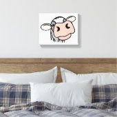 Toile dessin animé vache noir blanc rose baiser gris ani (Insitu(Chambre))