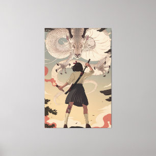 Toile dessin animé vertical Premium Wrapped Canvas(Gloss
