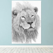 Toile Dessin au crayon de lion africain masculin (Insitu (Plancher de Bois))