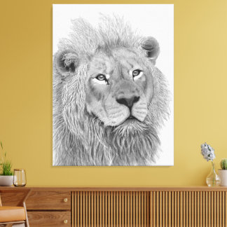 Toile Dessin au crayon d'un lion africain mâle