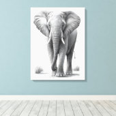Toile Dessin au crayon éléphant (Insitu (Plancher de Bois))