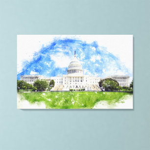Toile Dessin au pastel du Capitole des États-Unis