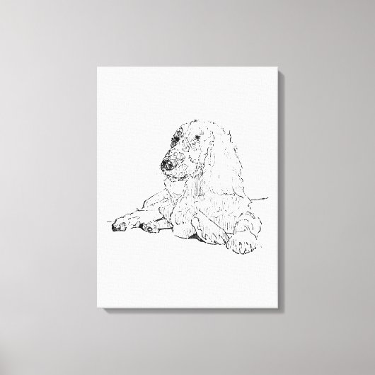 Toile Dessin au trait de Cocker Spaniel Art Chien (Recto)