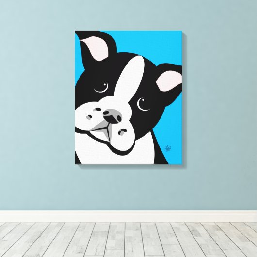 Toile Dessin Boston Terrier Canvas Imprimer (Insitu (Plancher de Bois))